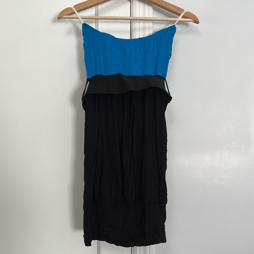 Fashion magazine blue and black strapless minidress size small - Picture 2 of 4